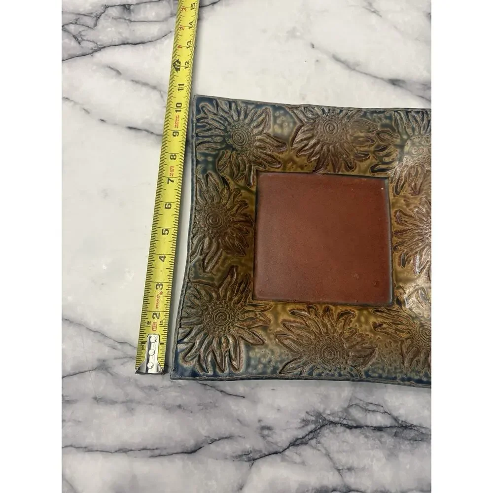 Studio Pottery by Gloria Sanger, Square Tray Appetizer Serving Dish 10”